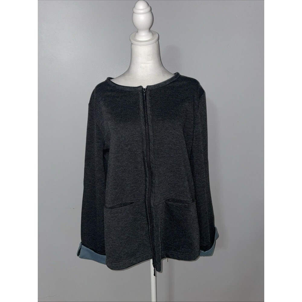 Soft by Avenue Gray Fleece Zip Jacket Womens 14/16 Cozy Lounge Athleisure